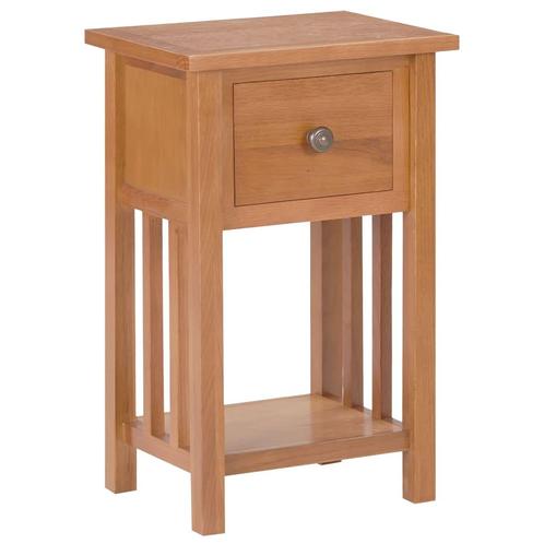 vidaXL Bijzettafel met lade 35x27x55 cm massief eikenhout, Huis en Inrichting, Tafels | Bijzettafels, Nieuw, Verzenden