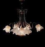 Plafondlamp - gouden metaal, gesmolten glas
