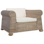 vidaXL Fauteuil met kussens natuurlijk rattan, Huis en Inrichting, Fauteuils, Verzenden, Nieuw