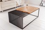 Massief houten salontafel ARCHITECTURE 100 cm bruin sheesham, Huis en Inrichting, Tafels | Salontafels, Ophalen of Verzenden, Nieuw