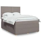 vidaXL Boxspring met matras stof taupe 160x200 cm, Verzenden, 200 cm, Stof, 160 cm