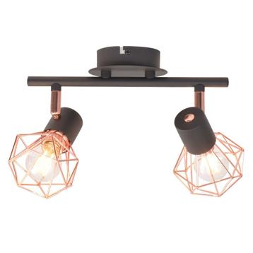 vidaXL Plafondlamp met 2 spotlights E14 zwart en koper