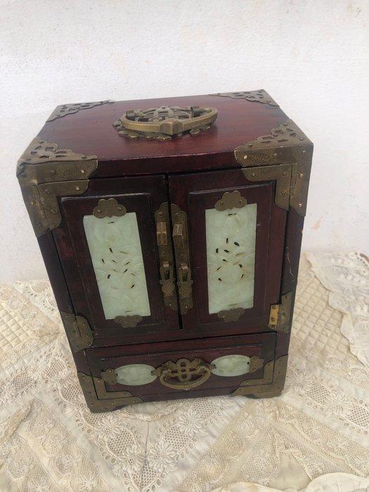 Kast - Hout, Messing, Prachtige doos in de vorm van een, Antiek en Kunst, Curiosa en Brocante