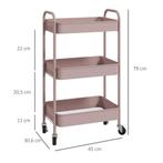 Multifunctionele Trolley Keukentrolley, 3 Planken, 4 Wielen,, Verzenden, Nieuw