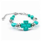 Fako Bijoux® - Armband - Turquoise - Kruis Vierkant, Nieuw, Verzenden