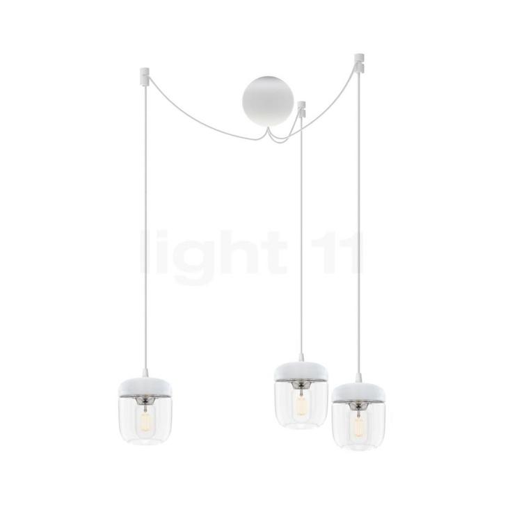 Umage Acorn Cannonball Hanglamp 3-lichts wit, roestvrij staa, Huis en Inrichting, Lampen | Hanglampen, Nieuw, Verzenden