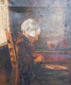 Simon Duiker (1874-1941) - Aardappels schillen., Antiek en Kunst