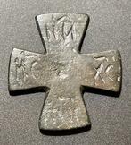 Byzantijns Brons Iconoclastisch intact kruis gegraveerd met