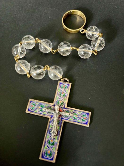 Rozenkrans - Bergkristal, Messing - Begin 20e eeuw - Ketting, Antiek en Kunst, Kunst | Niet-Westerse kunst