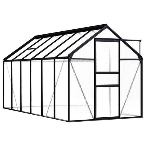 vidaXL Tuinkas 7,03 m³ aluminium antracietkleurig, Tuin en Terras, Kassen, Nieuw, Verzenden