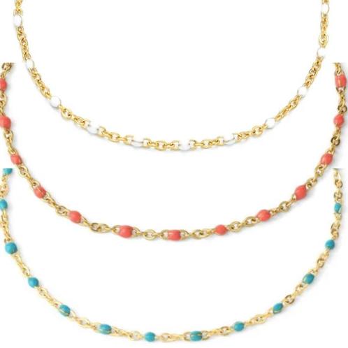 Retro kettingen set van 3 goud - stainless steel, Sieraden, Tassen en Uiterlijk, Kettingen, Nieuw, Verzenden