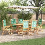 vidaXL Tuin Eetset Vouw 7 pcs Bladpatroon Massief acaciahout, Verzenden, Nieuw