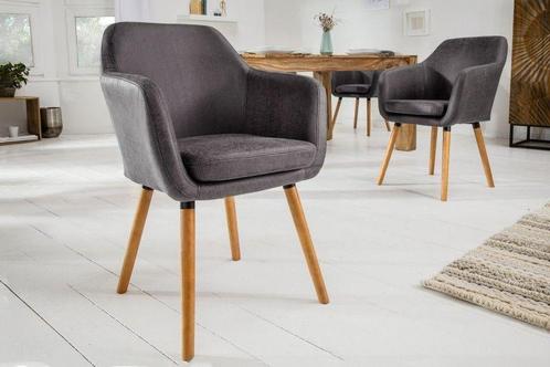 Design armleuningstoel SUPREME vintage grijs met massief, Huis en Inrichting, Stoelen, Ophalen of Verzenden