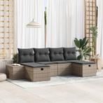 vidaXL Tuin Sofa Set met kussen 6 pcs Grijs Poly riet, Tuin en Terras, Verzenden, Nieuw, Rotan