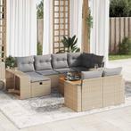 vidaXL 11-delige Tuinset met kussens poly rattan beige, Meer dan 8 zitplaatsen, Nieuw, Tuinset, Verzenden