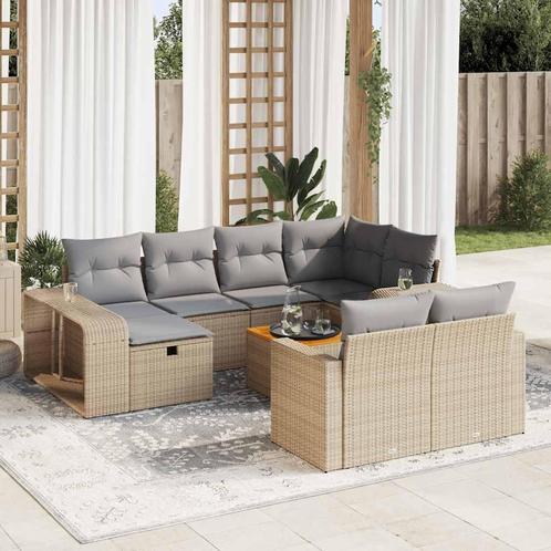 vidaXL 11-delige Tuinset met kussens poly rattan beige, Tuin en Terras, Tuinsets en Loungesets, Tuinset, Nieuw, Meer dan 8 zitplaatsen