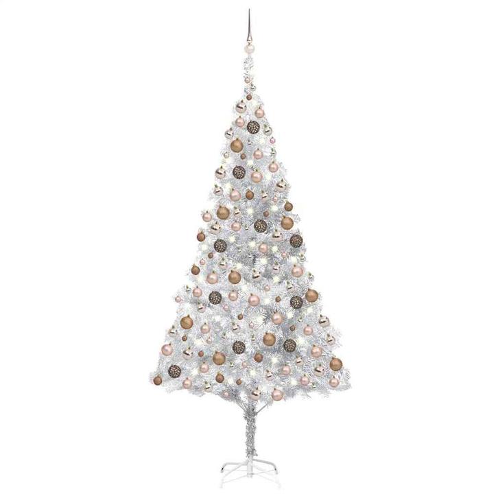 vidaXL Kunstkerstboom met verlichting en kerstballen 210 cm, Diversen, Kerst, Nieuw, Verzenden