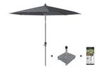 Platinum Riva stokparasol 2,5 m. rond - Antraciet met voet, Tuin en Terras, Parasols, Verzenden, Nieuw, Parasolvoet, Kantelbaar