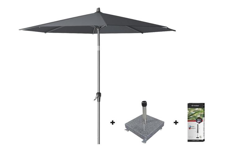 Platinum Riva stokparasol 2,5 m. rond - Antraciet met voet, Tuin en Terras, Tuinsets en Loungesets, Nieuw, Overige materialen