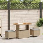 vidaXL Tuin Eetset Beige Poly riet, Tuin en Terras, Tuinsets en Loungesets, Verzenden, Nieuw, Rotan