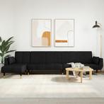 vidaXL Slaapbank L-vormig 275x140x70 cm fluweel zwart, Huis en Inrichting, Verzenden, Nieuw, Stof, Minder dan 150 cm