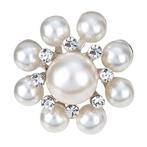 Fako Bijoux® - Broche - Parel Kristal Theodora - 29x29mm -, Verzenden, Nieuw