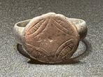 Middeleeuwen, kruisvaardersperiode Zilver Symbolische ring, Antiek en Kunst