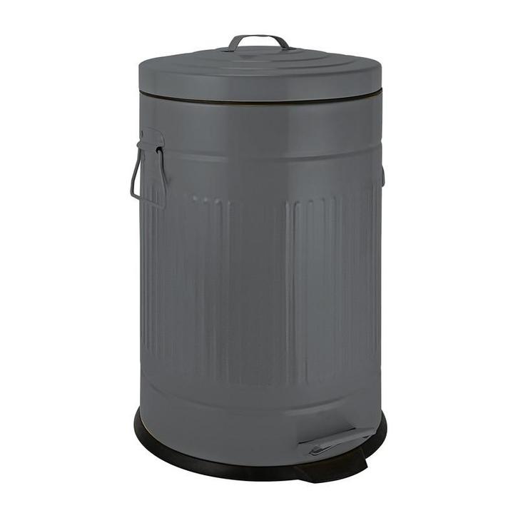 Pedaalemmer retro look - grijs - 12 liter, Huis en Inrichting, Woonaccessoires | Prullenbakken, Verzenden