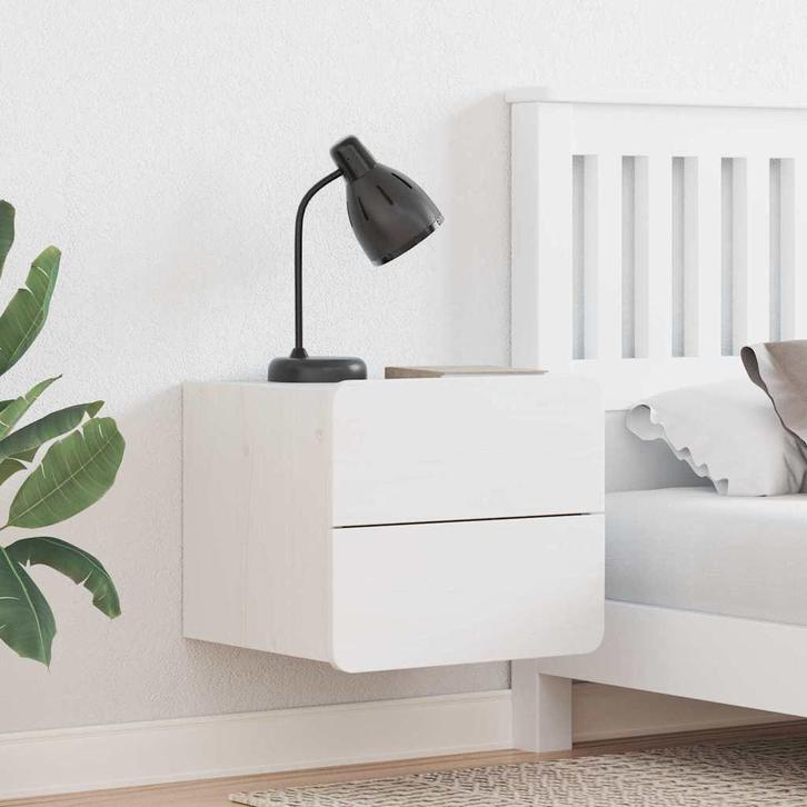 vidaXL Nachtkastje 2 pcs Wit 39 x 34 x 33 cm Massief, Huis en Inrichting, Slaapkamer | Nachtkastjes, Nieuw, Minder dan 45 cm, Hout