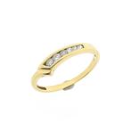 Gouden rijring/aanschuifring met zirconia (gouden ring), Sieraden, Tassen en Uiterlijk, Ringen, Gebruikt, Overige kleuren, Ophalen of Verzenden