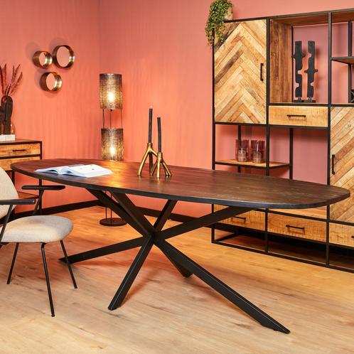 Eettafel Elegance Black | 240 cm | Deens ovaal, Huis en Inrichting, Tafels | Eettafels, Nieuw, Ophalen of Verzenden