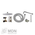 Inbouw regendouche set rond type 202 geborsteld staal (20cm), Verzenden, Nieuw