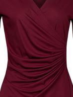 Jurk Geplooid Effen Bordeaux XL (42), Verzenden, Nieuw