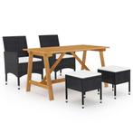 vidaXL 5-delige Tuinset zwart, 4 zitplaatsen, Nieuw, Tuinset, Verzenden