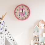 vidaXL Wandklok Ø25,5 cm polystyreen en glas roze, Verzenden, Nieuw