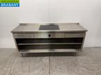 RVS Werktafel met inbouw inductie Fornuis 188 cm 400V Horeca, Ophalen of Verzenden, Gebruikt