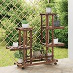 vidaXL Plantenstandaard met wielen 95x25x101 cm massief, Verzenden, Nieuw