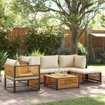 vidaXL 6-delige Loungeset met kussens massief acaciahout, Tuin en Terras, Tuinsets en Loungesets, Verzenden, Nieuw, Hout, Loungeset