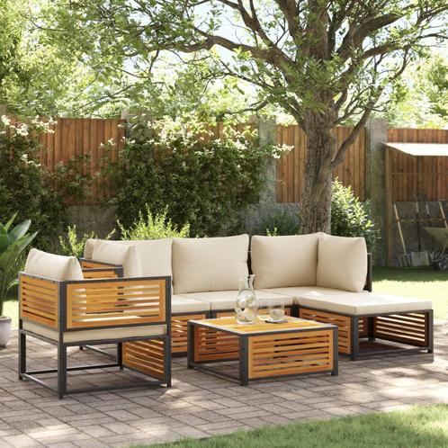 vidaXL 6-delige Loungeset met kussens massief acaciahout, Tuin en Terras, Tuinsets en Loungesets, Loungeset, Nieuw, Hout, Verzenden