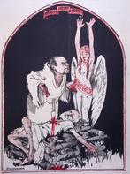 Spotprent Minister Cort wordt gestoken met mes eedskwest..., Antiek en Kunst, Kunst | Litho's en Zeefdrukken, Verzenden