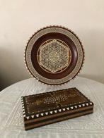 Doos (2) - Hout, parelmoer, Been - doos en plaat met, Antiek en Kunst