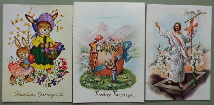 Pasen - Paaskaarten met o.a. kuikens, paashaas en kinderen -, Verzamelen, Ansichtkaarten | Buitenland