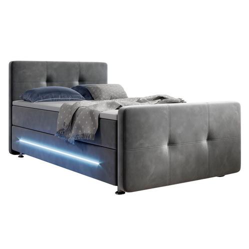 Boxspringbed Houston - 120 x 200 cm - Grijs, Huis en Inrichting, Slaapkamer | Boxsprings, Nieuw, Verzenden