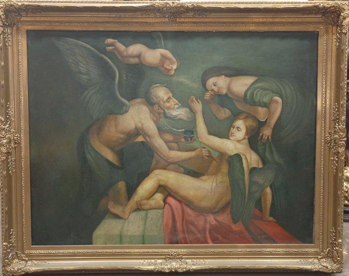 Italiaanse school (XX) - Scena allegorica - cm 90x130, Antiek en Kunst, Kunst | Schilderijen | Klassiek