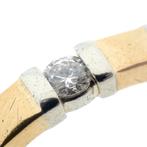 Bicolor gouden ring met diamant | 0,15 ct. (witgoud, unisex), Gebruikt, Overige kleuren, 19 tot 20, Ophalen of Verzenden