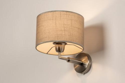 Rietveld Wandlampen - Grijs, Staalgrijs, Taupe - Staal, Stof, Huis en Inrichting, Lampen | Wandlampen, Verzenden