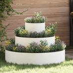 vidaXL Tuin Bloempot Wit 90 x 90 x 20 cm Staal, Tuin en Terras, Bloembakken en Plantenbakken, Minder dan 30 cm, Verzenden, Nieuw