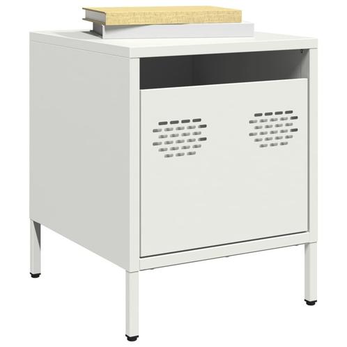 vidaXL Nachtkastje 35x39x43,5 cm staal wit, Huis en Inrichting, Slaapkamer | Nachtkastjes, Nieuw, Metaal of Aluminium, Verzenden