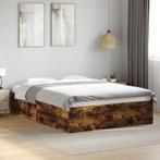 vidaXL Bedframe bewerkt hout gerookt eikenkleurig 140x200 cm, Huis en Inrichting, Bruin, Verzenden, 140 cm, 200 cm