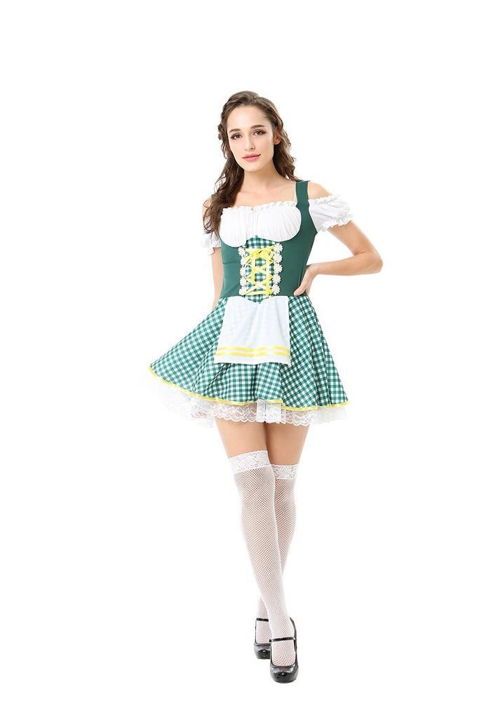 Dirndl Jurk Oktoberfest Geruit Groen, Kinderen en Baby's, Carnavalskleding en Verkleedspullen, Nieuw, Verzenden